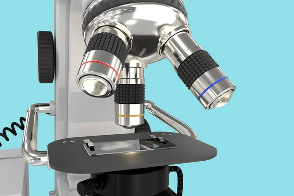 Mpx Snímky Profesionálního Mikroskopu Fiktivním Designem Izolované Modré Realistická Lékařská — Stock fotografie