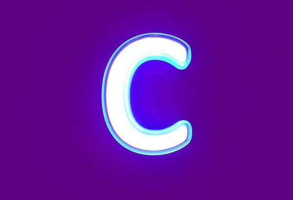 Wit Glanzend Neon Lichtblauw Gloeiend Alfabet Letter Geïsoleerd Paars Illustratie — Stockfoto