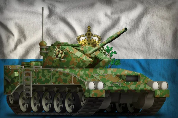 Apc Tanque Ligero Con Camuflaje Verano Fondo Bandera San Marino —  Fotos de Stock