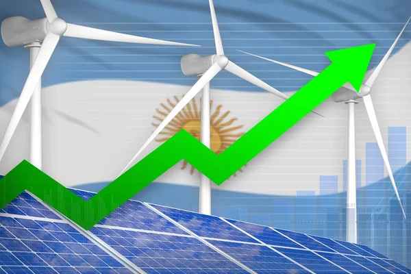 Argentína Nap Szélenergia Emelkedő Chart Nyíl Fel Környezeti Energia Ipari — Stock Fotó