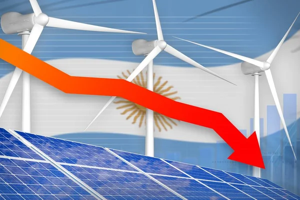 Argentína Nap Szélenergia Csökkentő Diagram Nyíl Zöld Energia Ipari Illusztráció — Stock Fotó