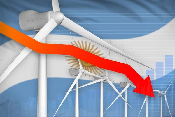 Αργεντινή Διάγραμμα Μείωσης Της Αιολικής Ενέργειας Βέλος Προς Κάτω Περιβαλλοντική — Φωτογραφία Αρχείου