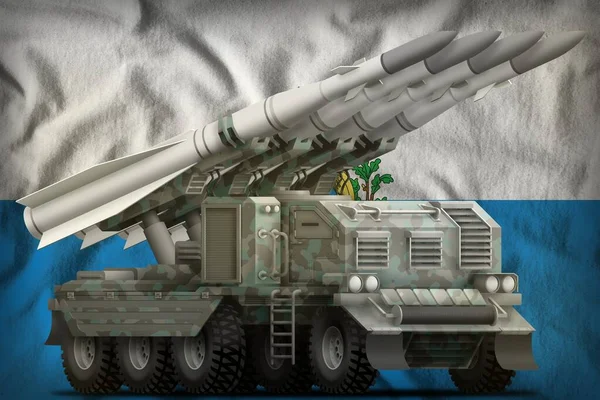Tactische Korte Afstand Ballistische Raket Met Arctische Camouflage Achtergrond Van — Stockfoto