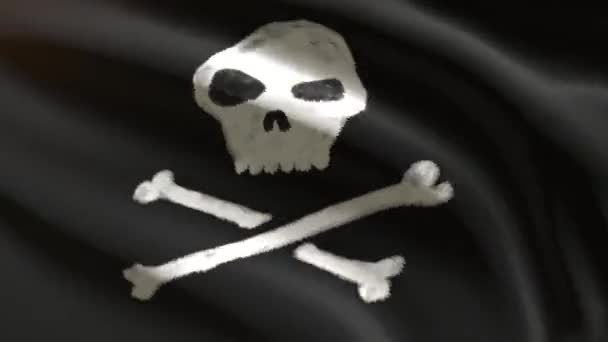 Festive 60Fps Pirate Flag Waving Wind Uhd Seamless Loop Animation — Stock Video