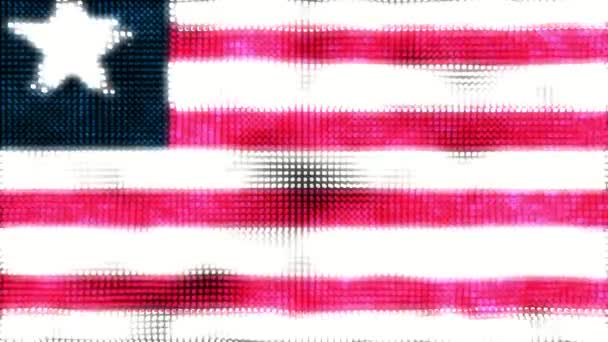 60Fps Digitální Pozadí Vlajkové Vlny Libérie Uhd Bezešvé Smyčkové Animace — Stock video