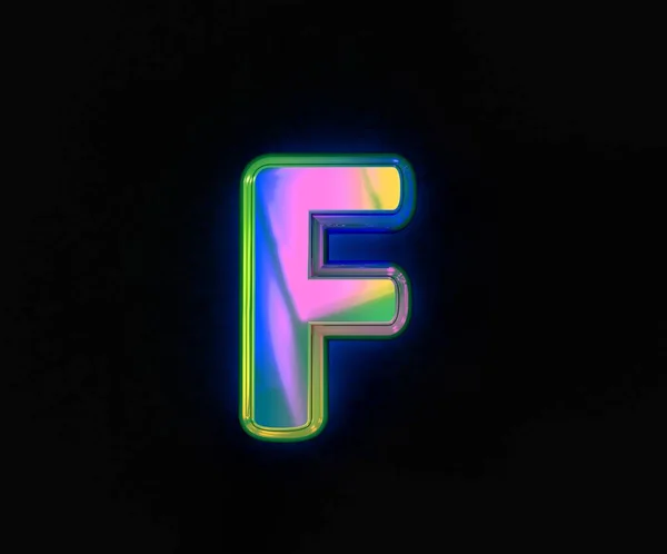 カラフルな二色のアルファベット 文字Fは灰色の背景に隔離され 記号の3Dイラスト — ストック写真