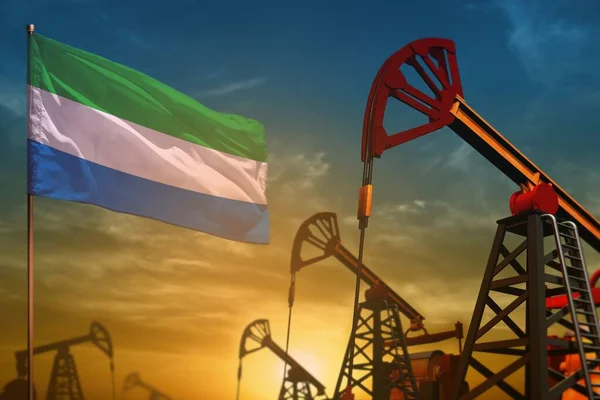 Концепция Нефтяной Промышленности Сьерра Леоне Промышленная Иллюстрация Флаг Сьерра Леоне — стоковое фото