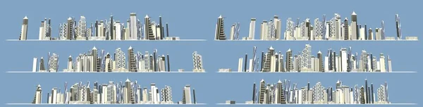 Stedenbouwkundige Concept Set Van Gedetailleerde Renders Van Moderne Architectonische Structuren — Stockfoto