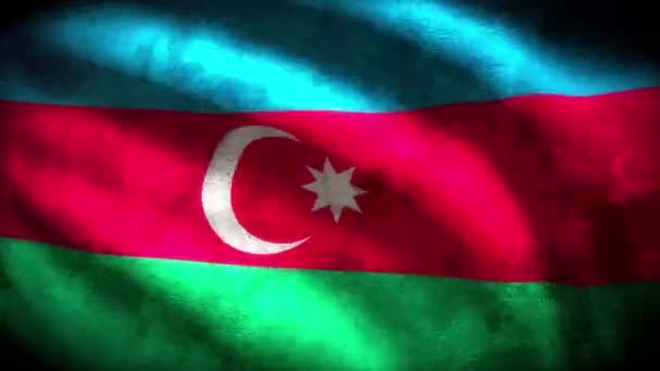 60Fps老年质感挥动的深色阿塞拜疆国旗 Uhd 3D无缝环线视频 — 图库视频影像