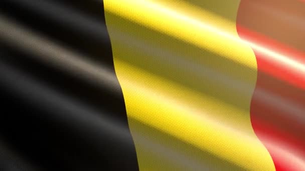 60Fps Яркий Бархатный Флаг Бельгии Цветной Черном Желтом Красном Фоне — стоковое видео