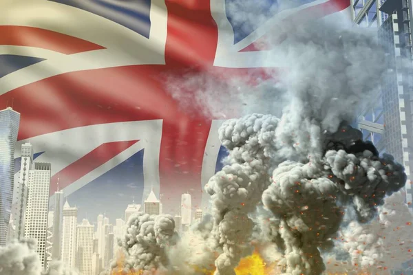 Endüstriyel Patlama Kavramı Veya Birleşik Krallık Ngiltere Bayraklı Terör Eylemi — Stok fotoğraf