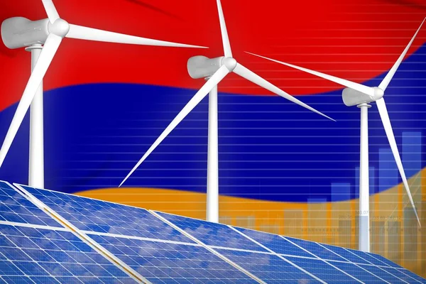 Armenia solar and wind energy digital graph concept  - green energy industrial illustration. 3D Illustration