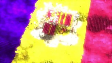 Fütürist 60FPS parlak Andorra dijital bayrağı, UHD 4k 3d dikişsiz döngü animasyonu