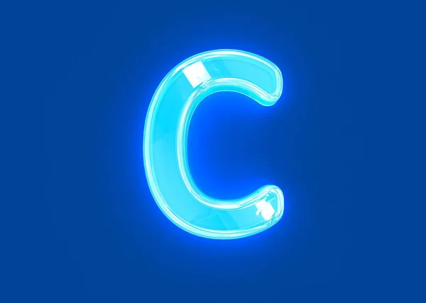 Blauw Gepolijst Neon Licht Glasachtig Kristal Alfabet Letter Geïsoleerd Donkerblauw — Stockfoto
