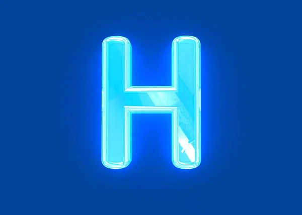 Blauw Gepolijst Neon Licht Reflecterend Transparant Lettertype Letter Geïsoleerd Donkerblauwe — Stockfoto