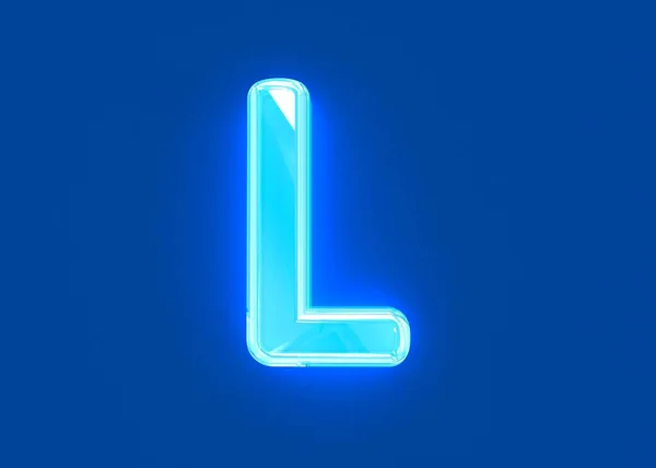 Blue Shiny Neon Light Reflective Clear Font Letter Isolated Dark — Stock Photo, Image