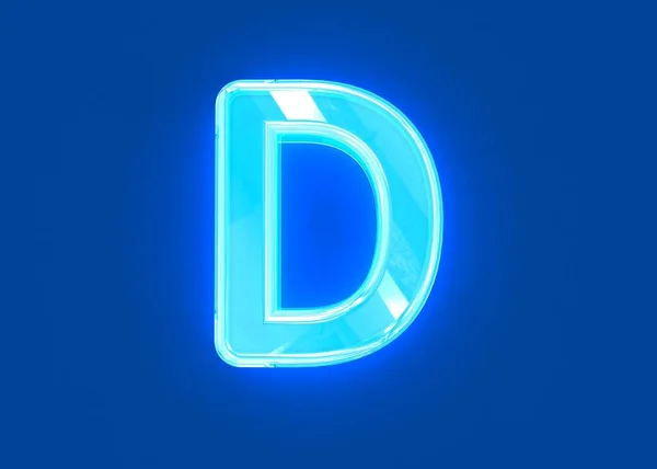 Blauwe Glans Neon Licht Reflecterend Helder Lettertype Letter Geïsoleerd Donkerblauwe — Stockfoto