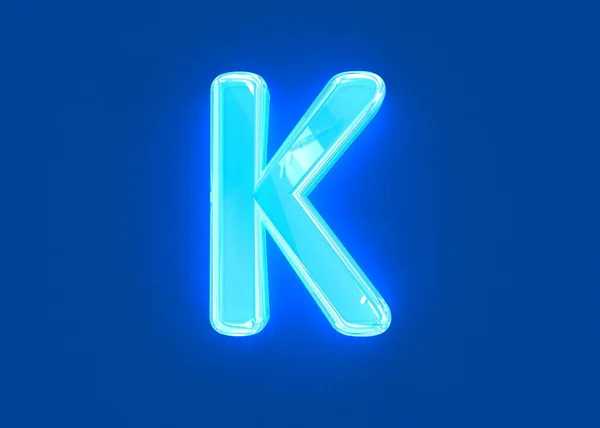 Blauw Glanzend Neon Licht Glas Gemaakt Transparant Lettertype Letter Geïsoleerd — Stockfoto