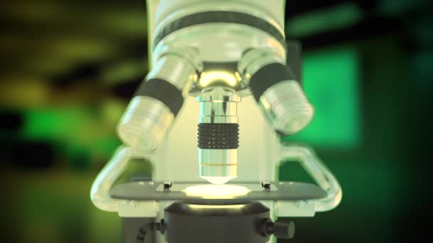 Concepto Para Medicina Microscopio Electrónico Científico Sobre Fondo Creativo Bokeh — Vídeo de stock
