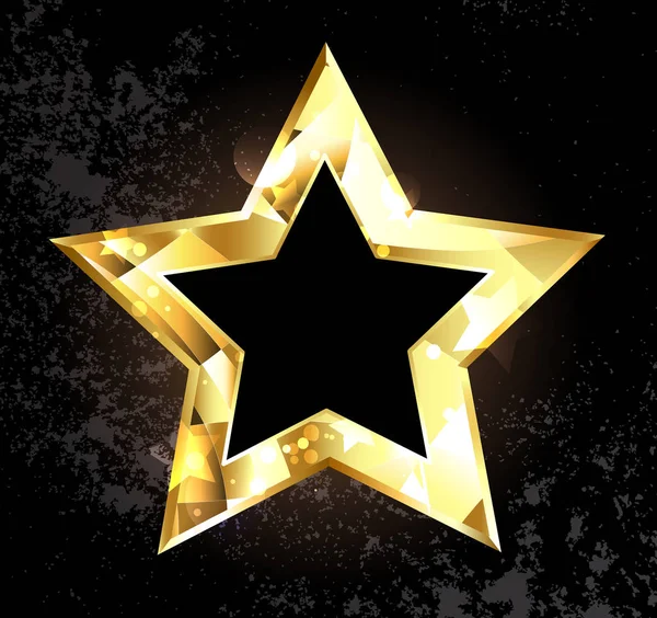 Gold Glittering Polygonal Star Black Background Design Gold Stars — Stock Vector