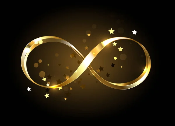 Gold Jewelry Infinity Symbol Gold Stars Black Background Design Gold — Stock Vector