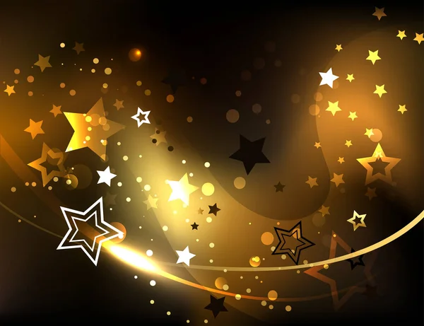 Fondo Cósmico Abstracto Oscuro Con Estrellas Doradas Brillantes Diseño Con — Vector de stock