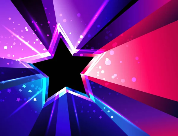 Tricolor Estrella Brillante Con Rayos Rosa Púrpura Azul — Archivo Imágenes Vectoriales