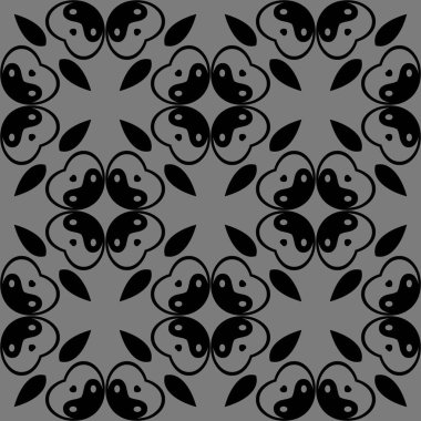 Siyah ve gri resimler fantezi unsurları ile. İnce yapısı duvar kağıdı, yüzey, formları. Çini motifi.