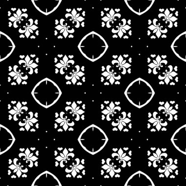 Siyah beyaz resimler fantezi unsurları ile. İnce yapısı duvar kağıdı, yüzey, formları. Çini motifi.