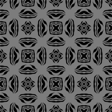 Siyah ve gri resimler fantezi unsurları ile. İnce yapısı duvar kağıdı, yüzey, formları. Çini motifi.