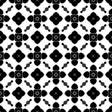 Siyah beyaz resimler fantezi unsurları ile. İnce yapısı duvar kağıdı, yüzey, formları. Çini motifi.