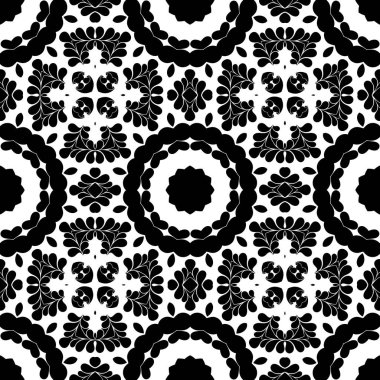 Siyah beyaz resimler fantezi unsurları ile. İnce yapısı duvar kağıdı, yüzey, formları. Çini motifi.