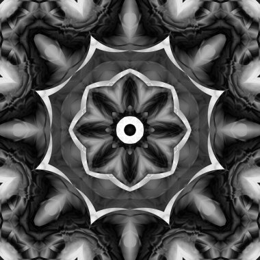 Siyah beyaz resimler fantezi unsurları ile. İnce yapısı duvar kağıdı, yüzey, formları. Çini motifi.