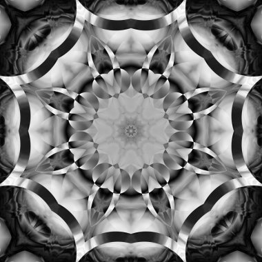 Siyah beyaz resimler fantezi unsurları ile. İnce yapısı duvar kağıdı, yüzey, formları. Çini motifi.