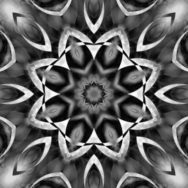 Siyah beyaz resimler fantezi unsurları ile. İnce yapısı duvar kağıdı, yüzey, formları. Çini motifi.