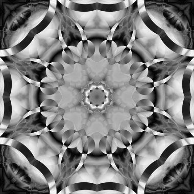 Siyah beyaz resimler fantezi unsurları ile. İnce yapısı duvar kağıdı, yüzey, formları. Çini motifi.