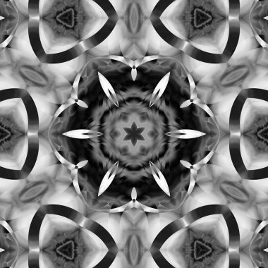 Siyah beyaz resimler fantezi unsurları ile. İnce yapısı duvar kağıdı, yüzey, formları. Çini motifi.