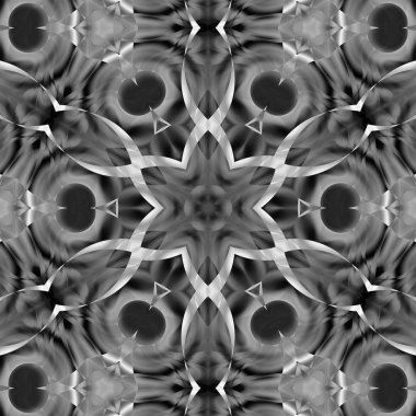 Siyah beyaz resimler fantezi unsurları ile. İnce yapısı duvar kağıdı, yüzey, formları. Çini motifi.