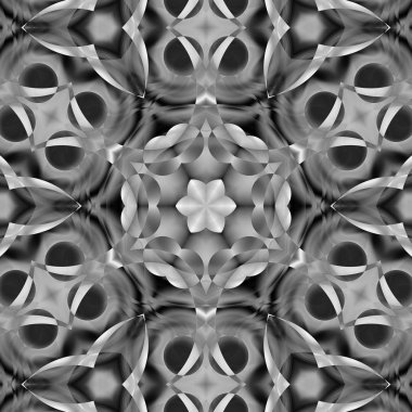 Siyah beyaz resimler fantezi unsurları ile. İnce yapısı duvar kağıdı, yüzey, formları. Çini motifi.