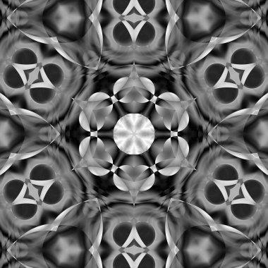 Siyah beyaz resimler fantezi unsurları ile. İnce yapısı duvar kağıdı, yüzey, formları. Çini motifi.