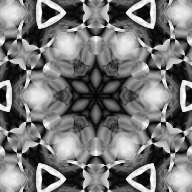 Siyah beyaz resimler fantezi unsurları ile. İnce yapısı duvar kağıdı, yüzey, formları. Çini motifi.