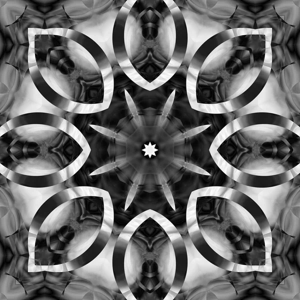 Siyah beyaz resimler fantezi unsurları ile. İnce yapısı duvar kağıdı, yüzey, formları. Çini motifi.