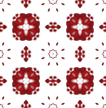 Geleneksel kırmızı ve beyaz ve gri geometrik seamless modeli için duvar kağıdı, tekstil. 