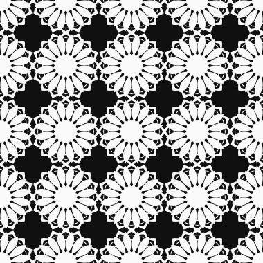 daireler çiçek şekilleri ile basit siyah ve beyaz soyut arka plan 