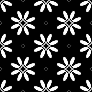 siyah beyaz render kaleydoskop çiçek süsleri, çiçek duvar kağıdı şablonu