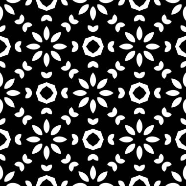 siyah beyaz render kaleydoskop çiçek süsleri, çiçek duvar kağıdı şablonu
