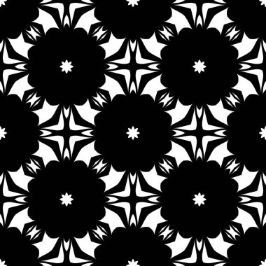 siyah beyaz render kaleydoskop çiçek süsleri, çiçek duvar kağıdı şablonu