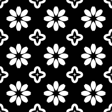 siyah beyaz render kaleydoskop çiçek süsleri, çiçek duvar kağıdı şablonu