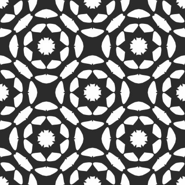 siyah beyaz soyut kaleydoskop şablonu
