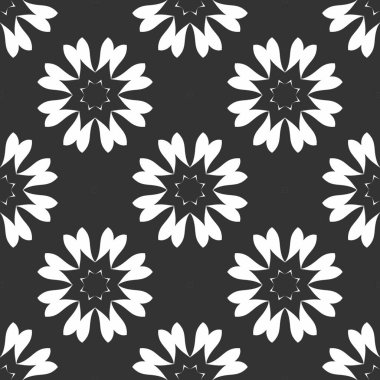 siyah beyaz render kaleydoskop çiçek süsleri, çiçek duvar kağıdı şablonu